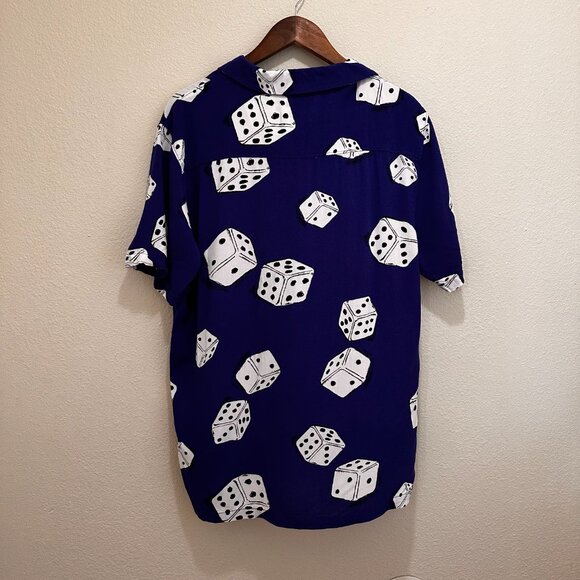 No Boundaries M Blue Dice AOP Lightweight Breathable Summer Beach Flannel - Picture 3 of 8